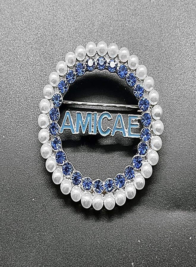 muiot Elegant Greek sorority society ZETA AMICAE symbol rhinestone pearl letter Round brooch pin for women - Image 3